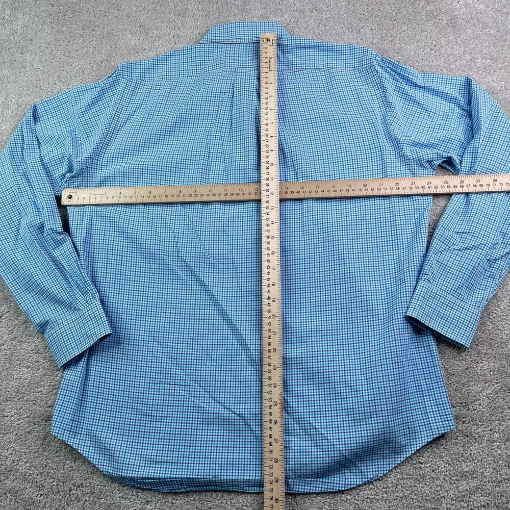 Ralph Lauren Shirt Mens Medium Blue Gingham Button Down Long Sleeve Cotton Pony